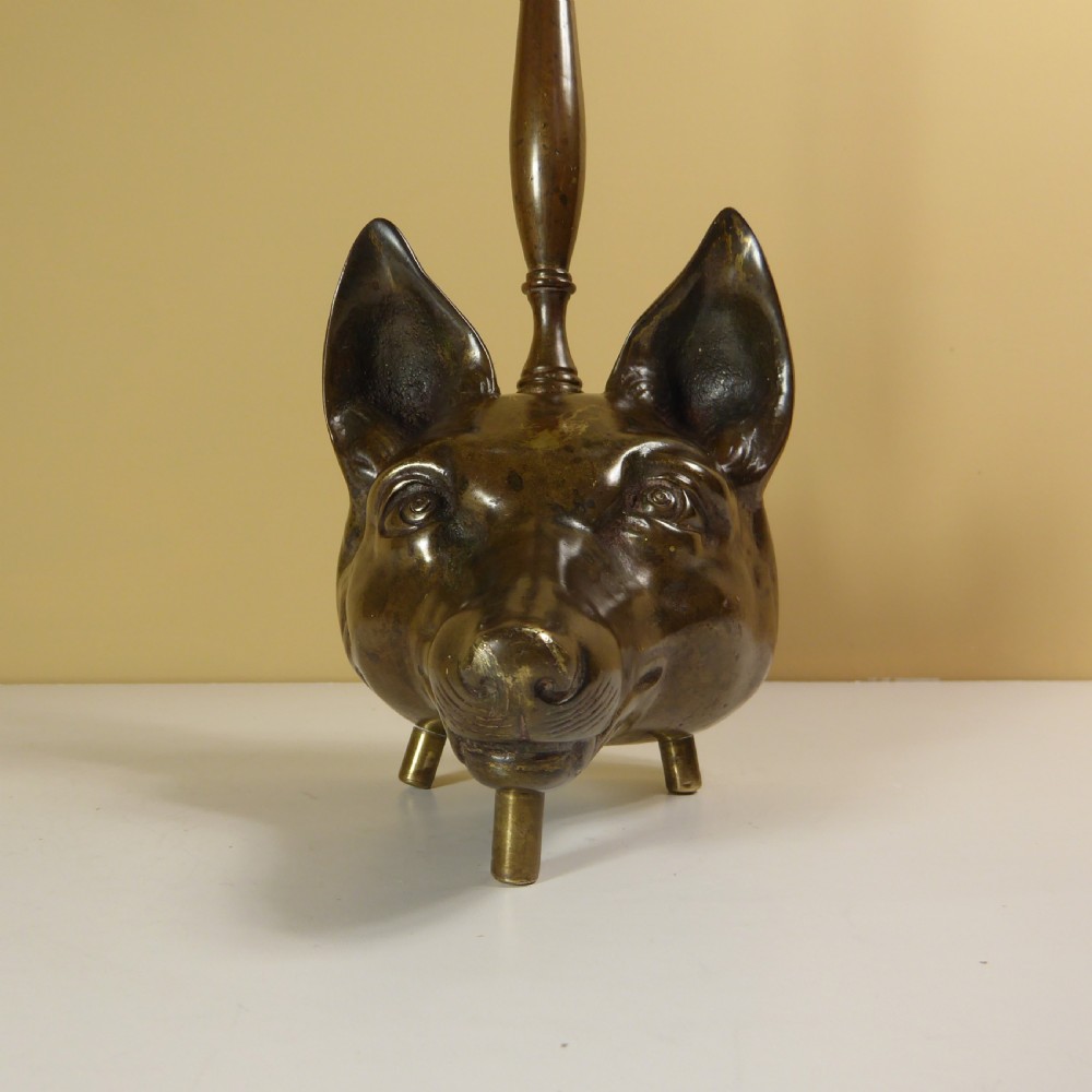 19TH C BRASS FOX DOOR PORTER View V