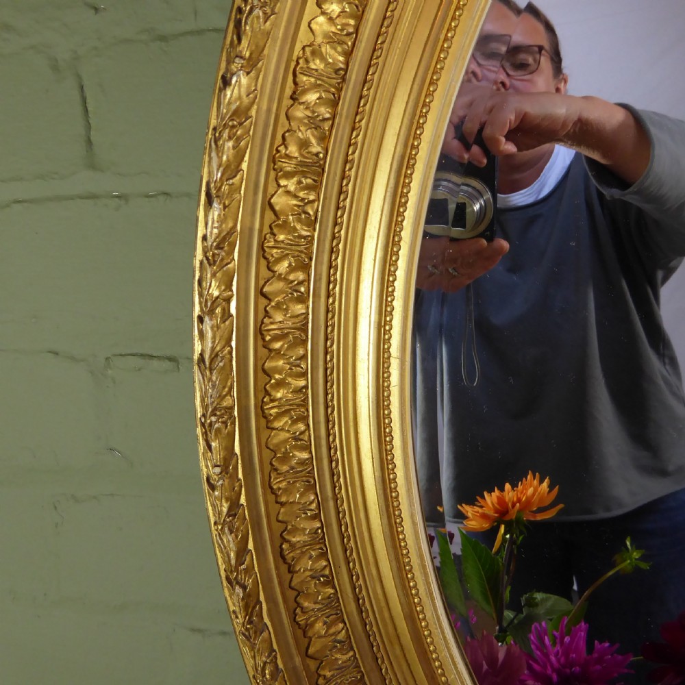 LARGE 19TH C OVAL GILT MIRROR View IV