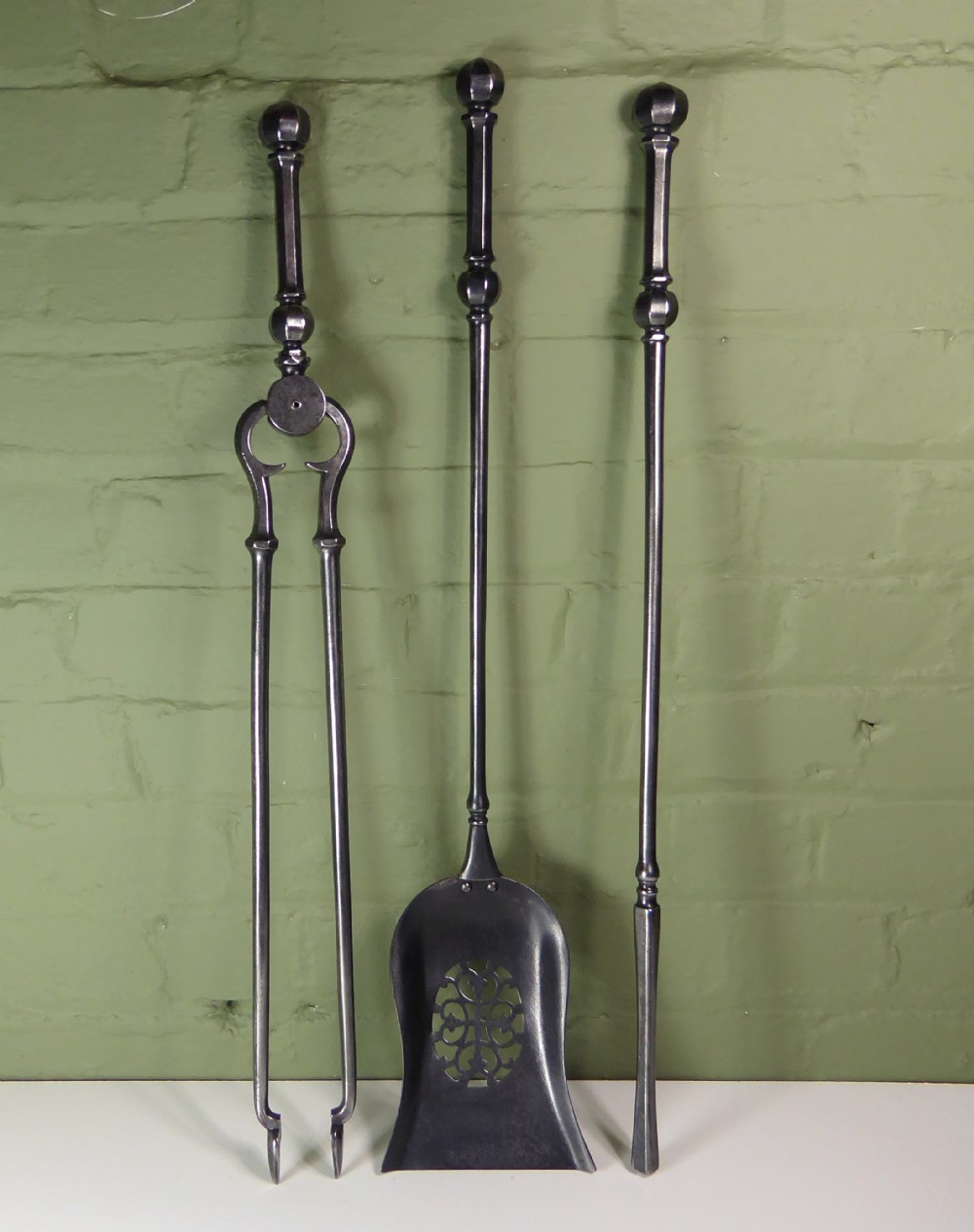 SET OF 19TH C STEEL FIRE TOOLS