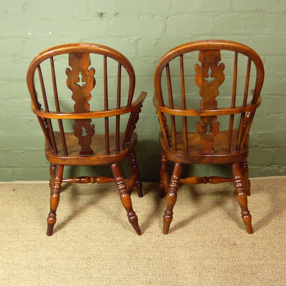 PAIR OF  YEW WOOD CHILDS WINDSOR CHAIRS View III
