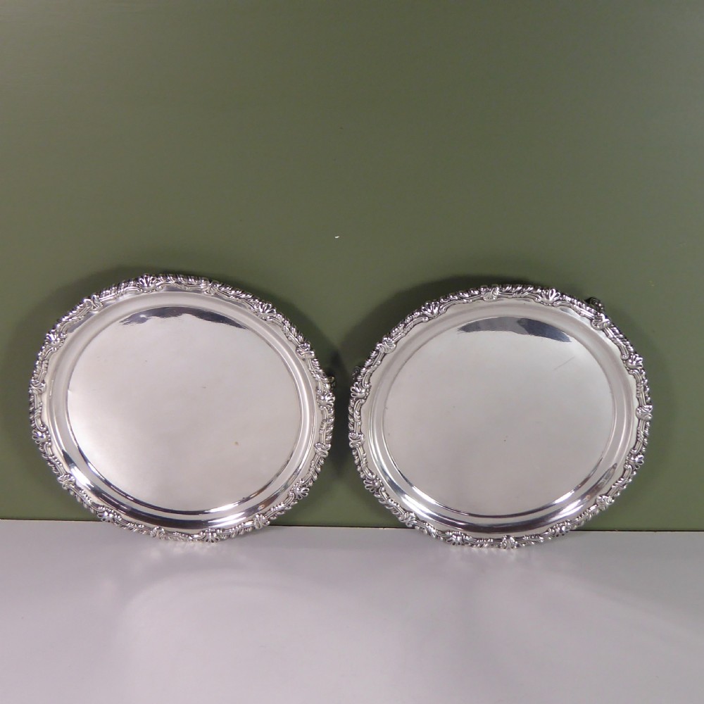 PAIR OF REGENCY SILVER SALVERS