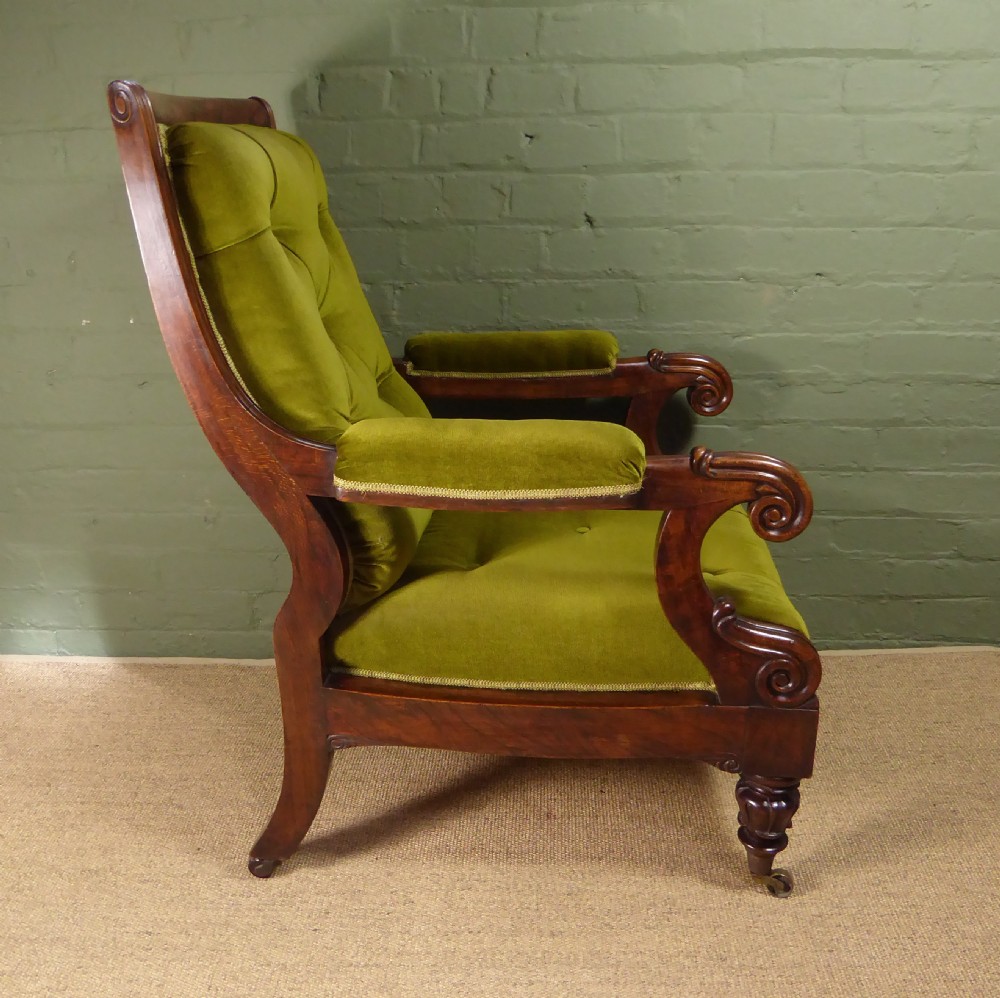 GENEROUS ROSEWOOD LIBRARY CHAIR  View II