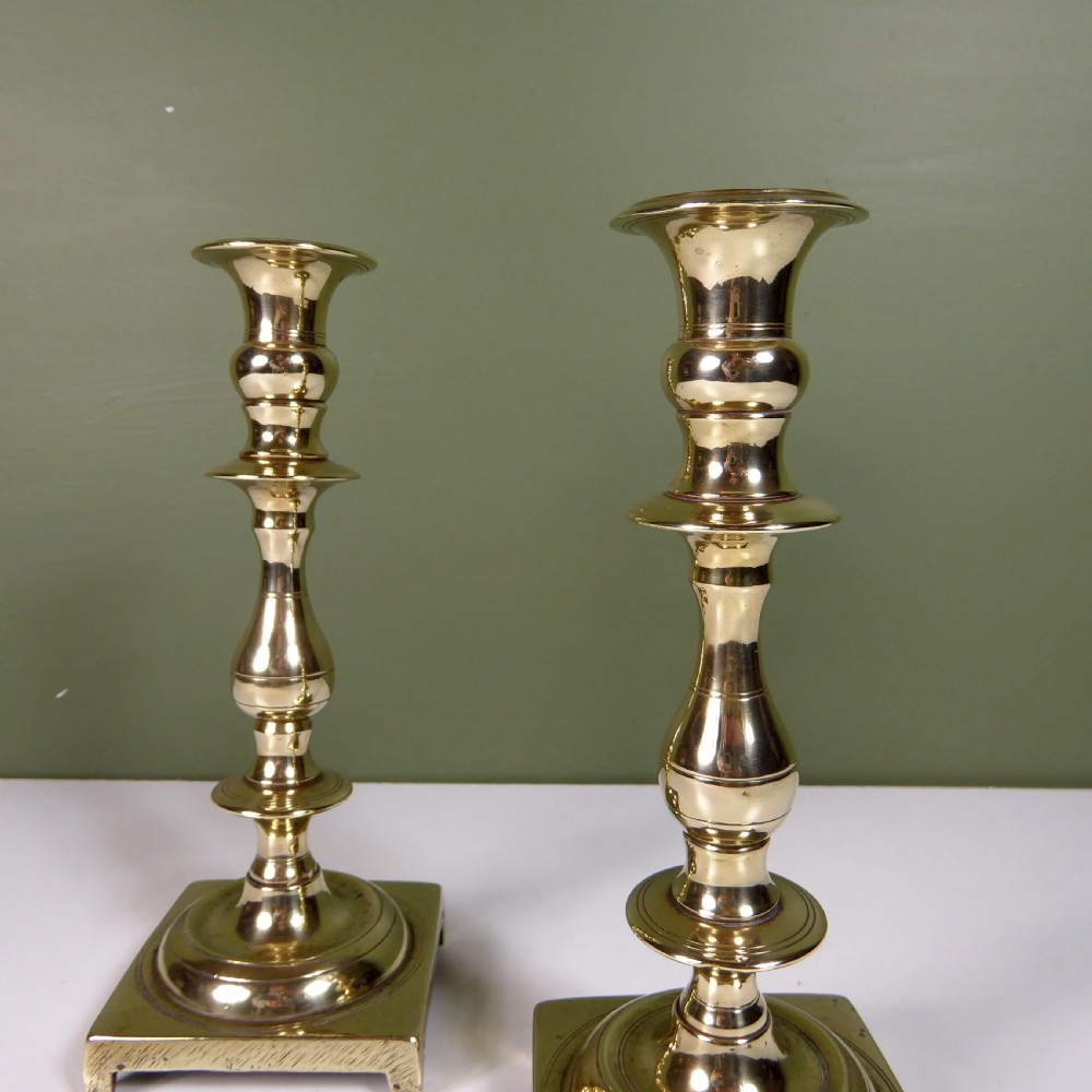 PAIR OF CAST BRASS CANDLESTICKS 1820 View II