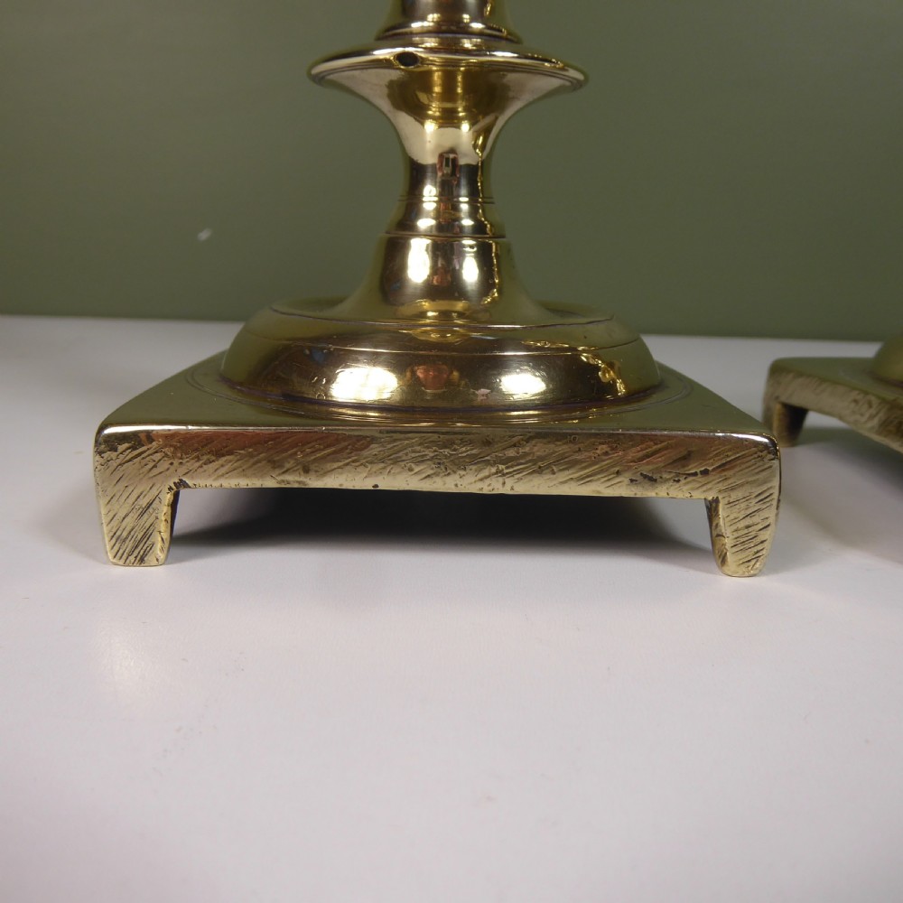 PAIR OF CAST BRASS CANDLESTICKS 1820 View V