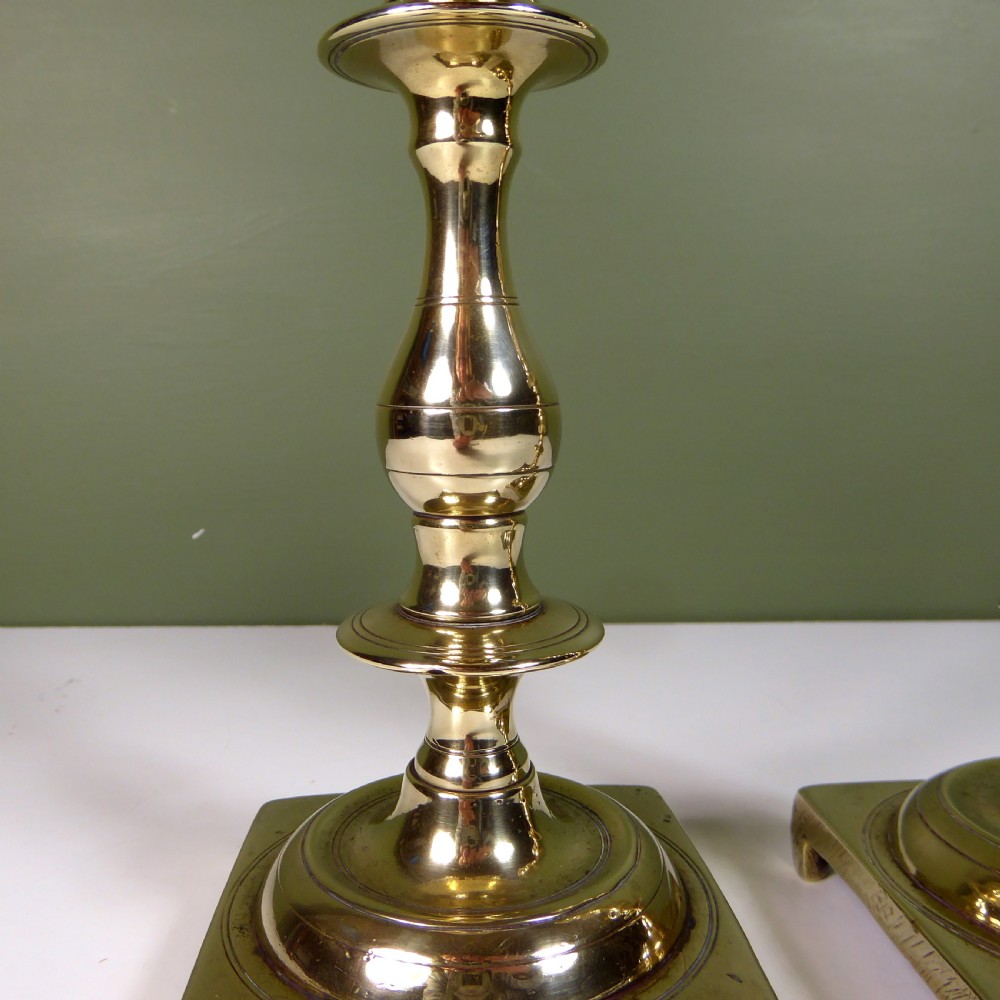 PAIR OF CAST BRASS CANDLESTICKS 1820 View VI
