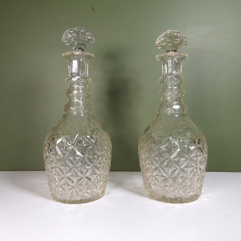 PAIR OF 19TH C CUT GLASS MAGNUM DECANTERS