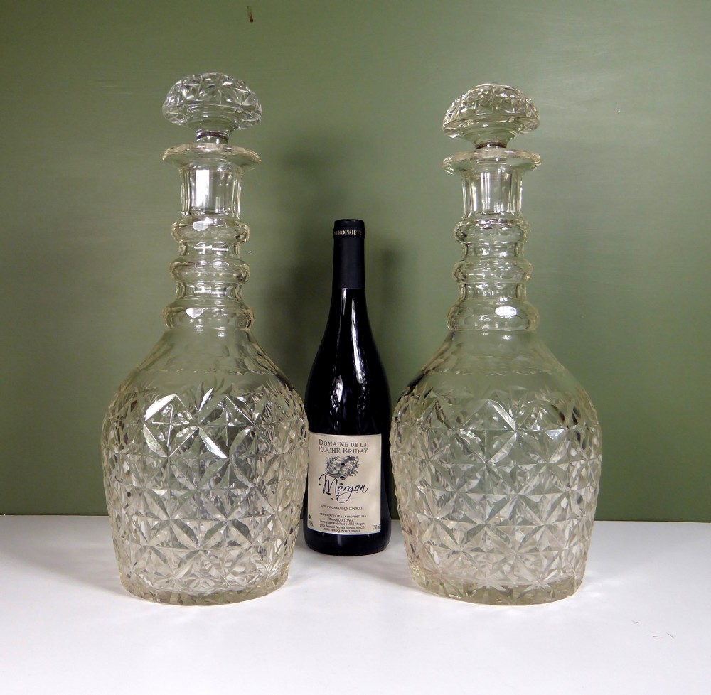 PAIR OF 19TH C CUT GLASS MAGNUM DECANTERS View II