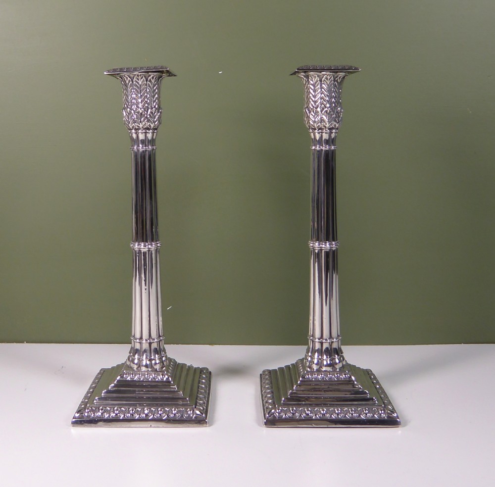 PAIR OF 19TH C SILVER CANDLESTICKS