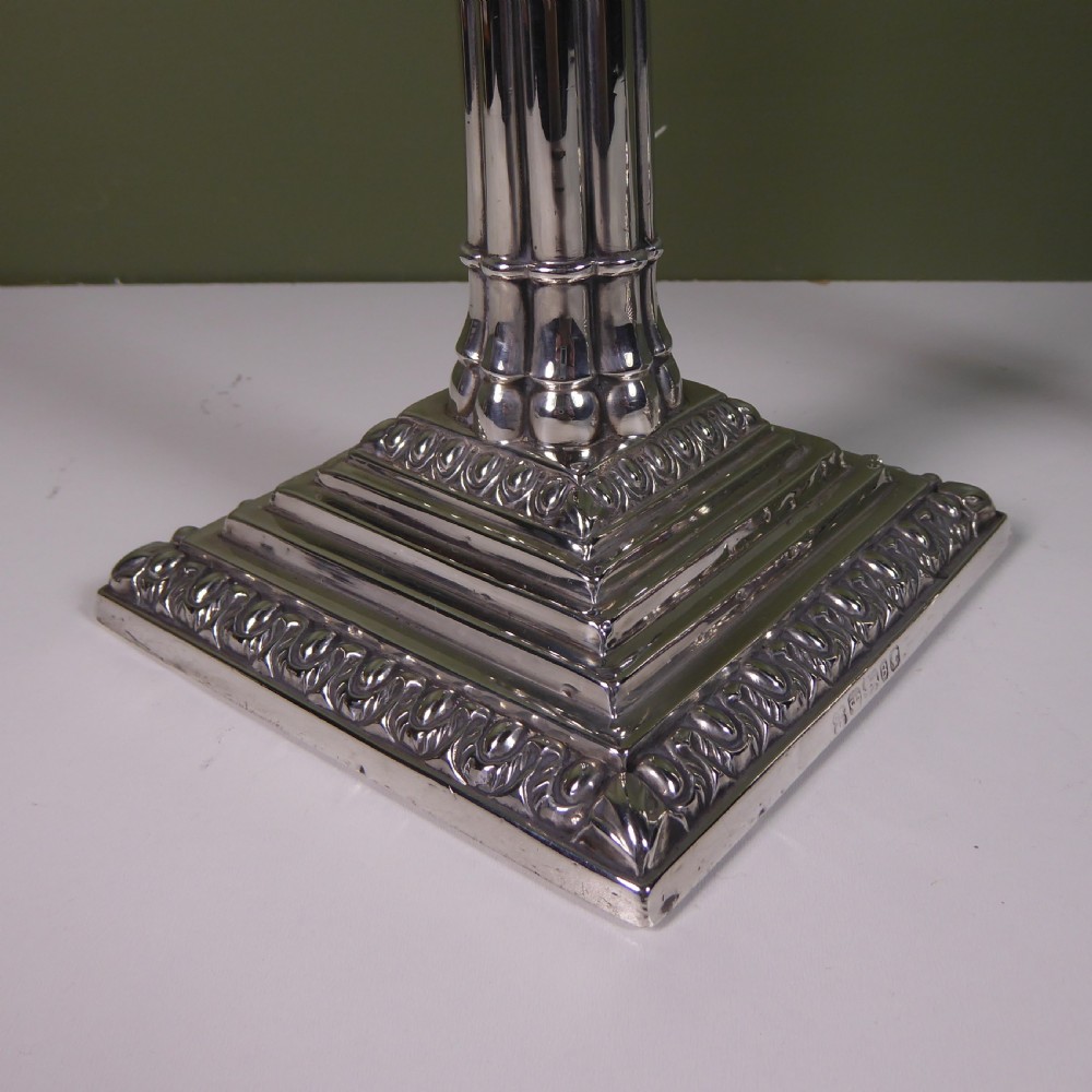 PAIR OF 19TH C SILVER CANDLESTICKS View III