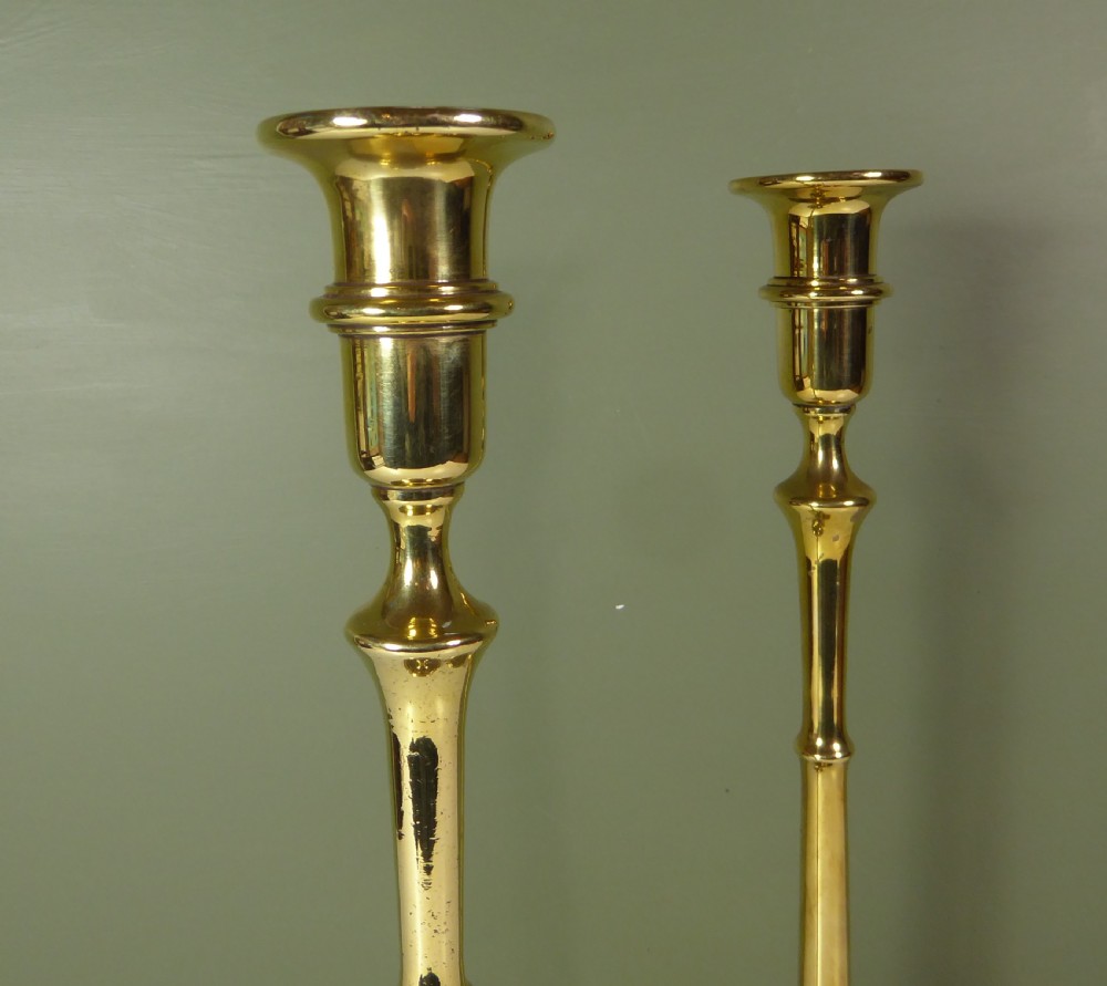 TALL PAIR OF BRASS CANDLESTICKS View II