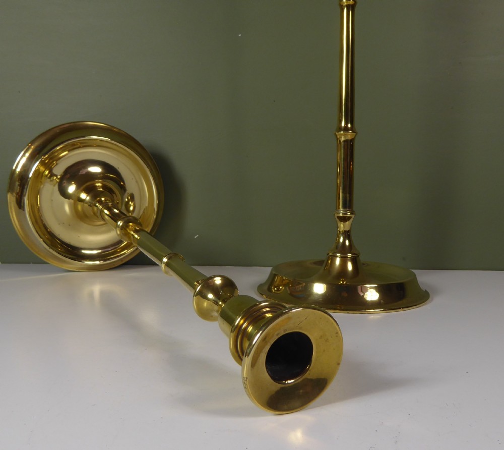 TALL PAIR OF BRASS CANDLESTICKS View III