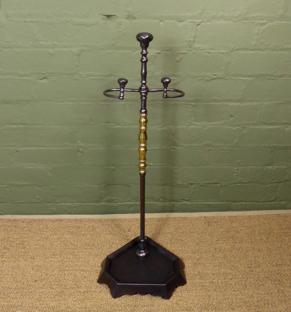 19TH C STEEL FIRE TOOL STAND