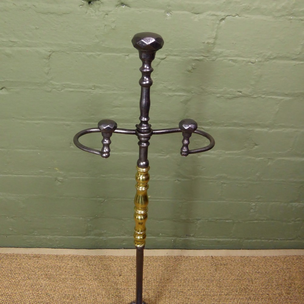 19TH C STEEL FIRE TOOL STAND View II