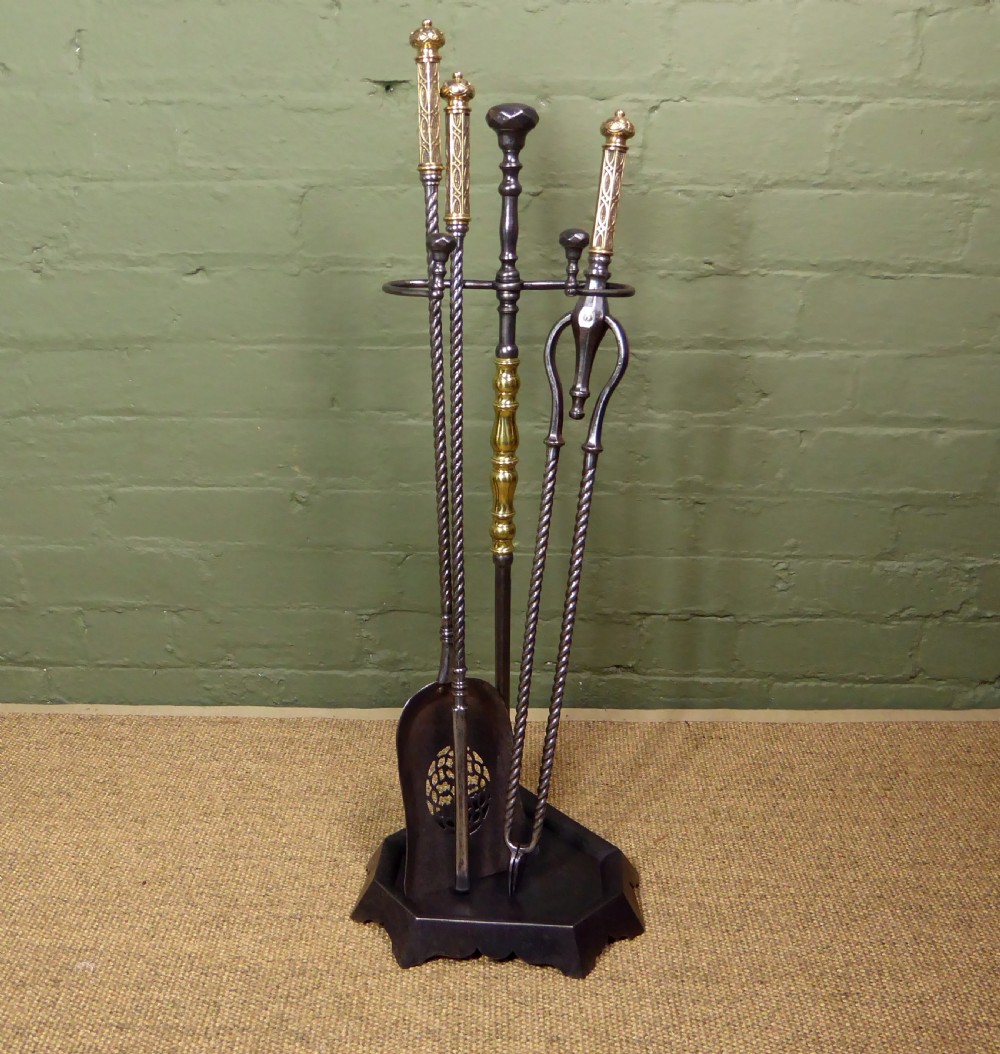 19TH C STEEL FIRE TOOL STAND View V