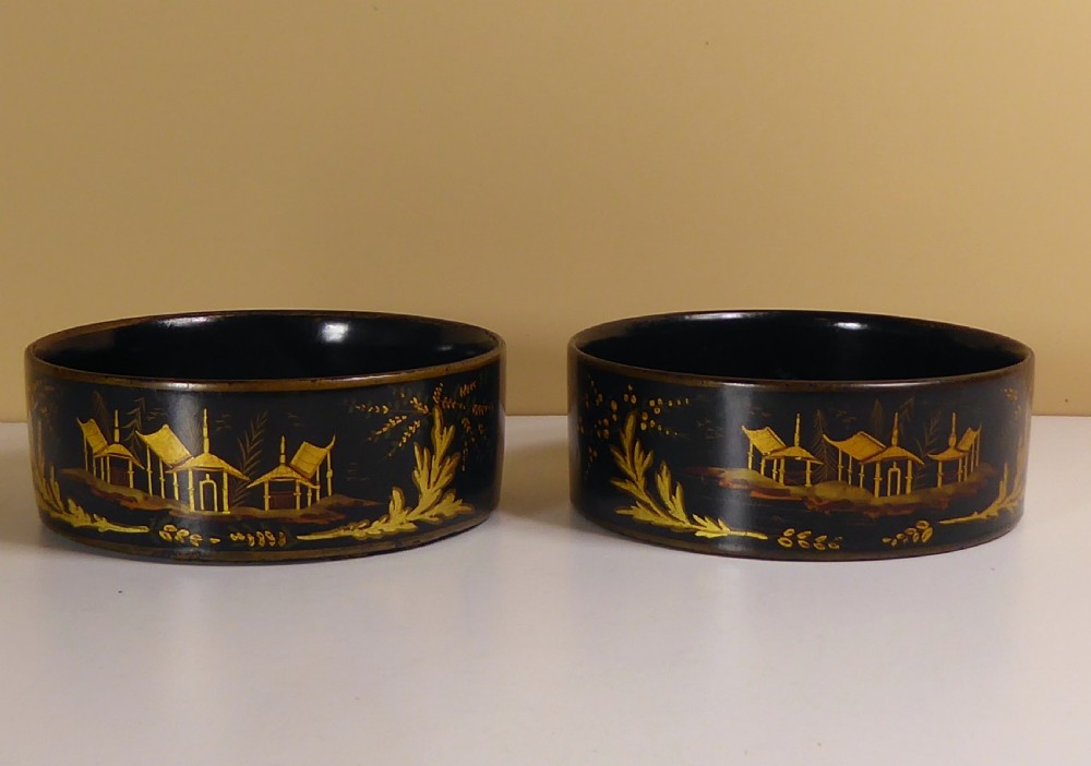 PAIR OF REGENCY PAPIER MACHE COASTERS View II