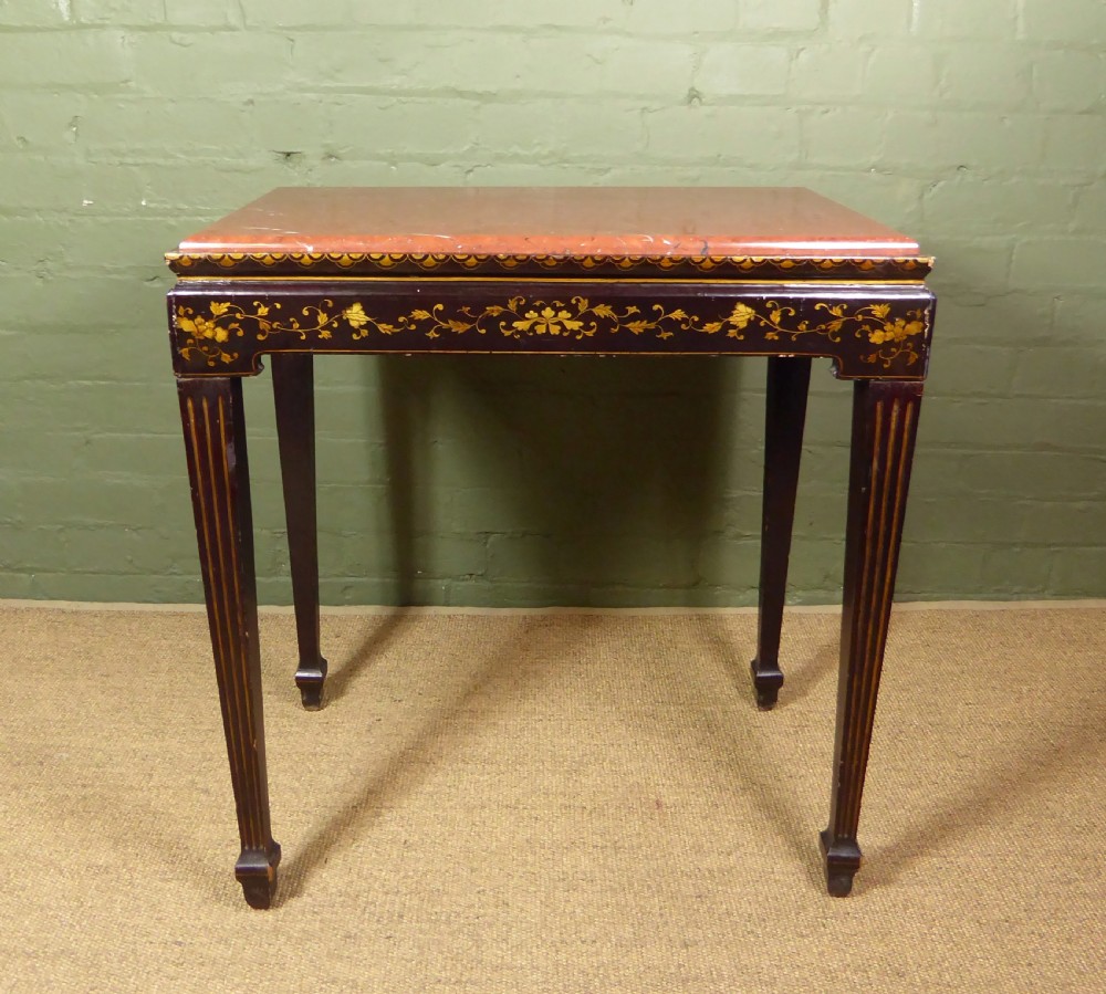 19TH C LACQUER & MARBLE CENTRE TABLE