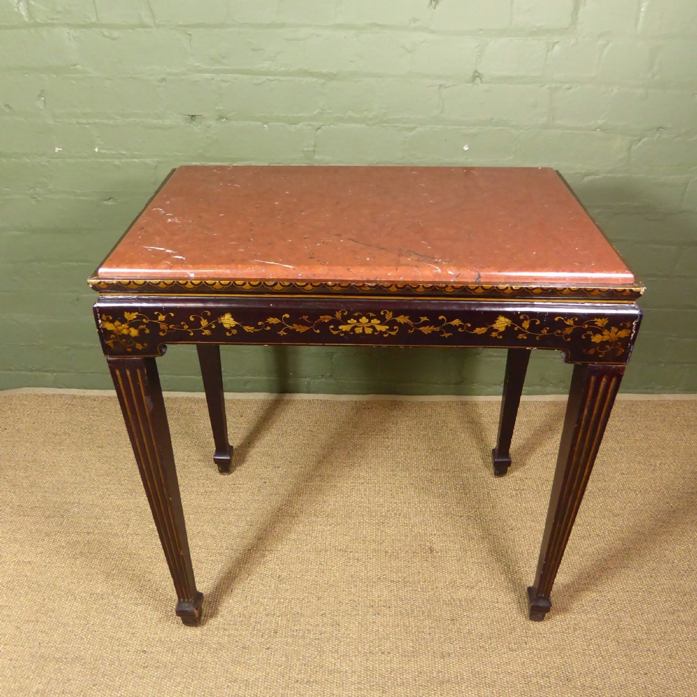 19TH C LACQUER & MARBLE CENTRE TABLE View II