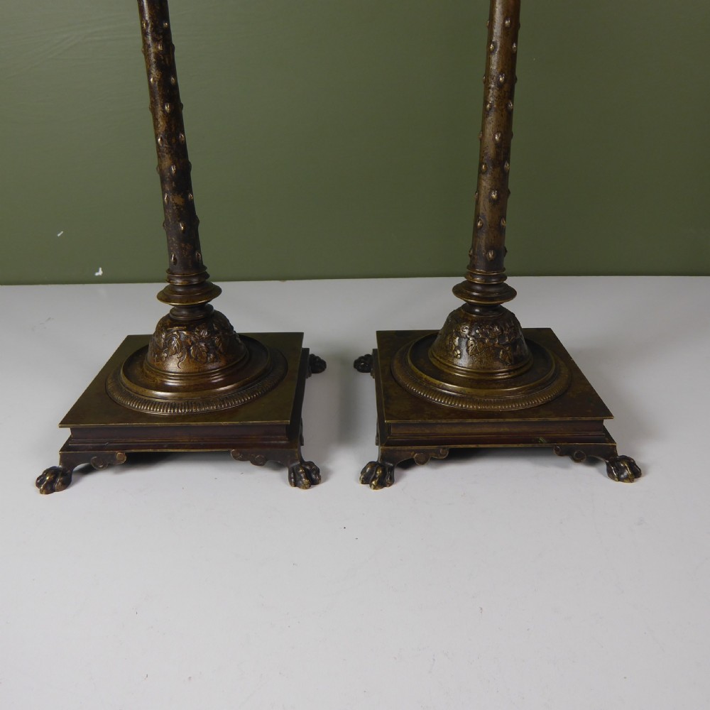 PAIR OF AESTHETIC MOVEMENT BRONZE CANDLESTICKS View III