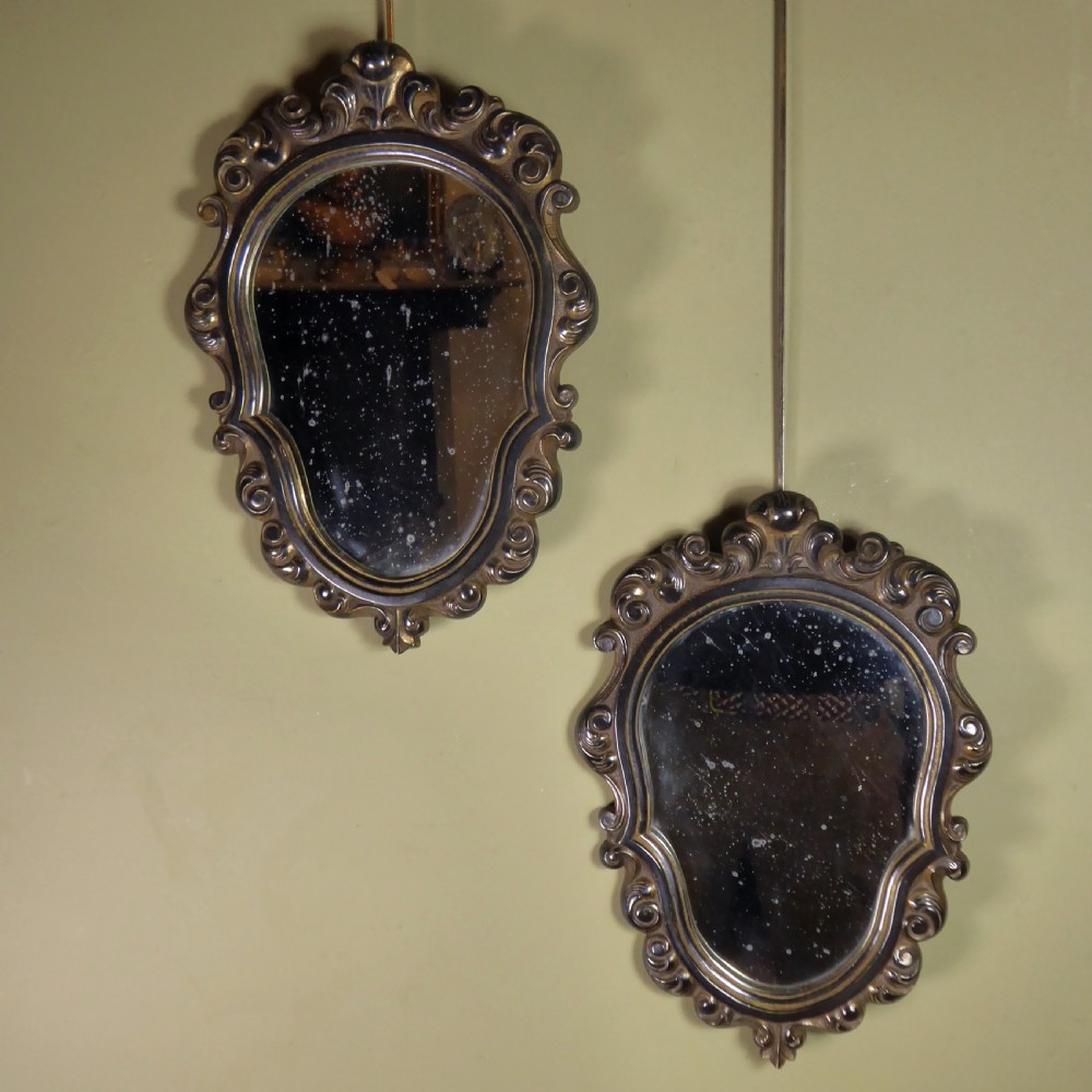 PAIR OF 19TH C BRONZE & GILTED MIRRORS