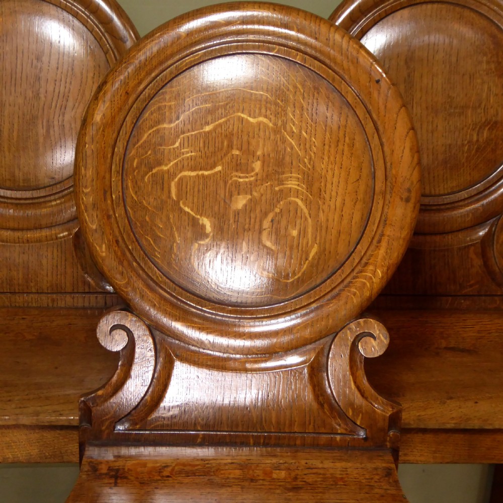 SET OF THREE 19TH C OAK HALL CHAIRS View III