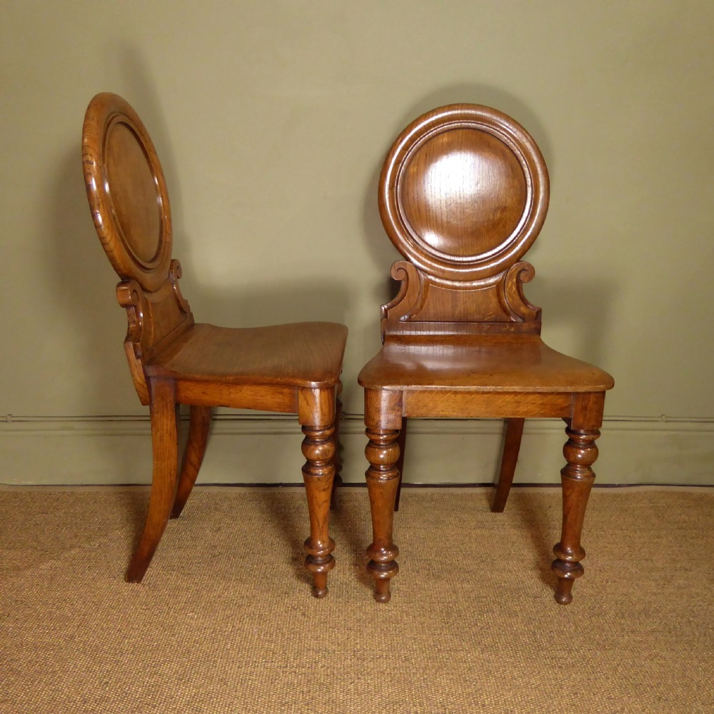 SET OF THREE 19TH C OAK HALL CHAIRS View V