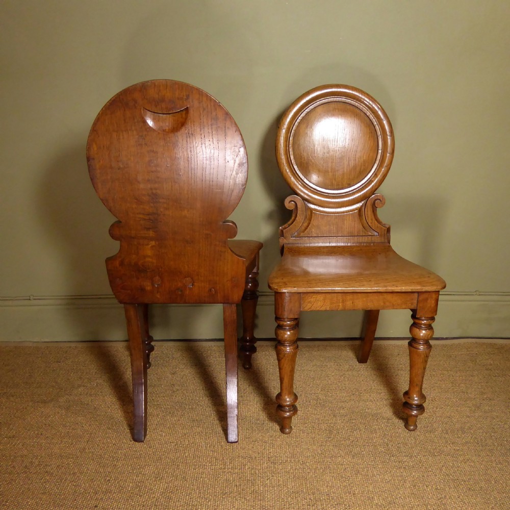 SET OF THREE 19TH C OAK HALL CHAIRS View VI