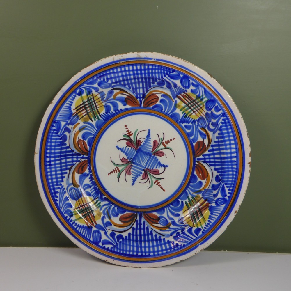 19TH C TIN GLAZED CHARGER