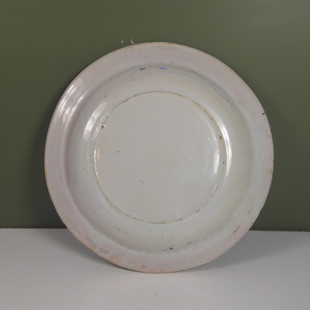 19TH C TIN GLAZED CHARGER View III