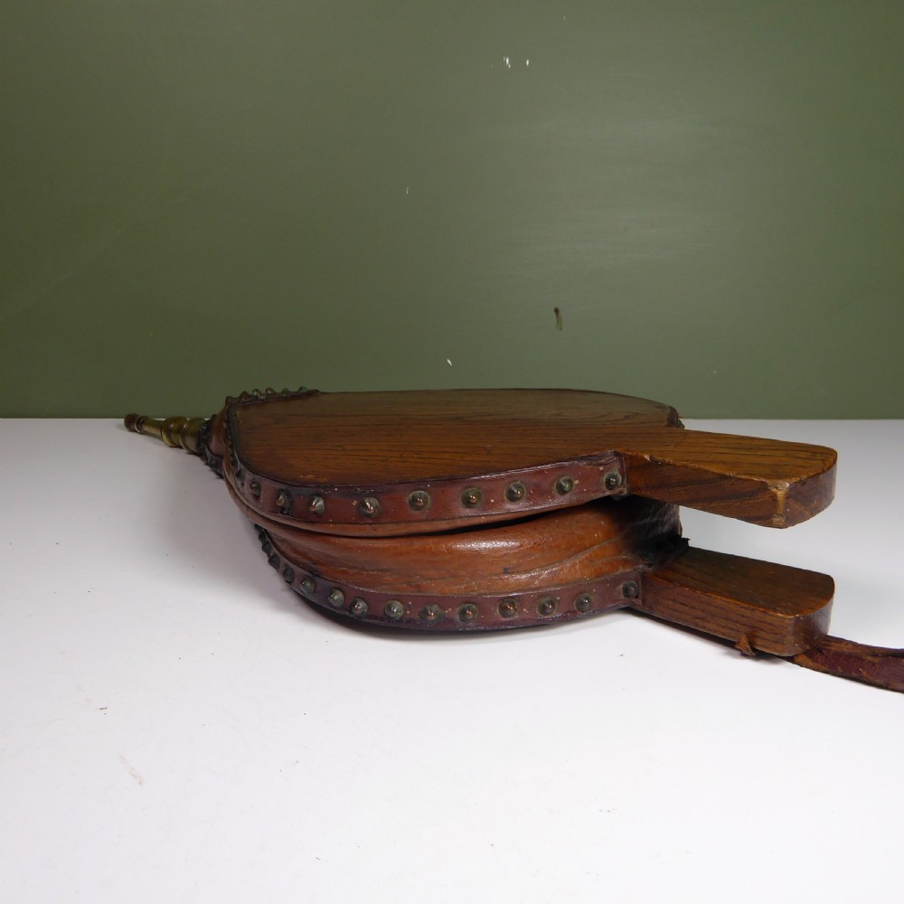 19TH C OAK FIRE BELLOWS View III