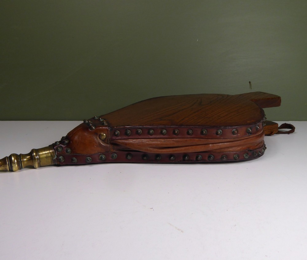 19TH C OAK FIRE BELLOWS View V