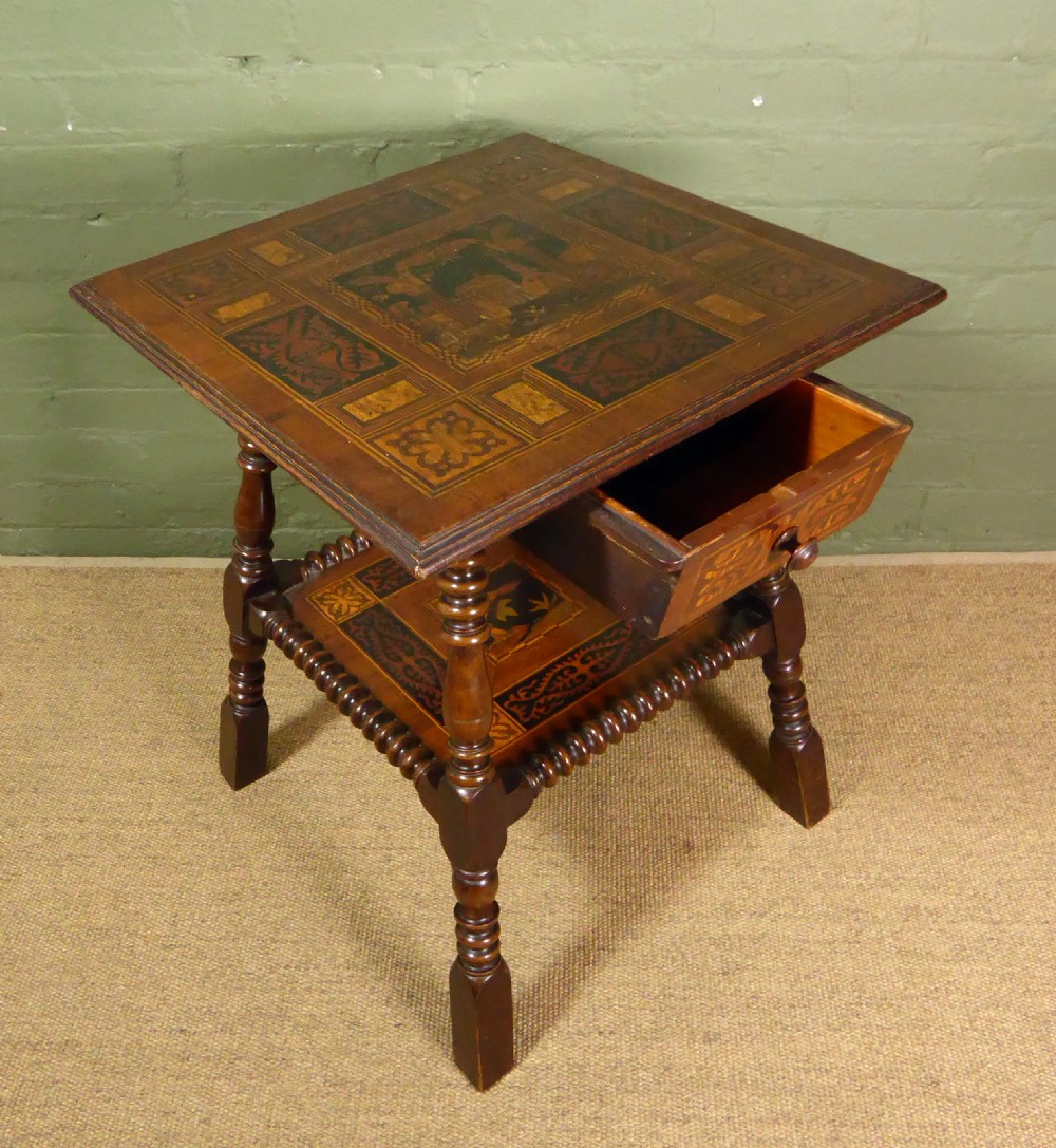 19TH C WALNUT INLAID TABLE View V