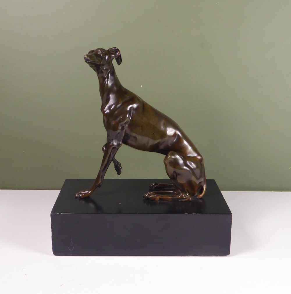 19TH C BRONZE OF A GREYHOUND