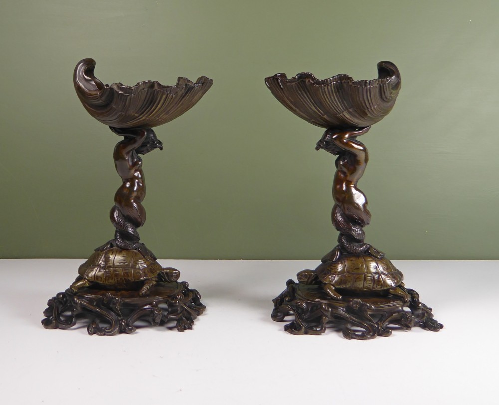 PAIR OF REGENCY BRONZE TAZZA