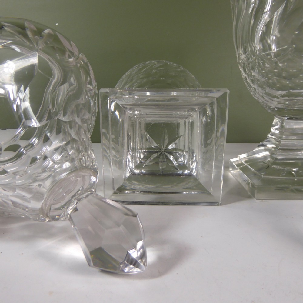PAIR OF 19TH C GLASS VASES & COVERS View III