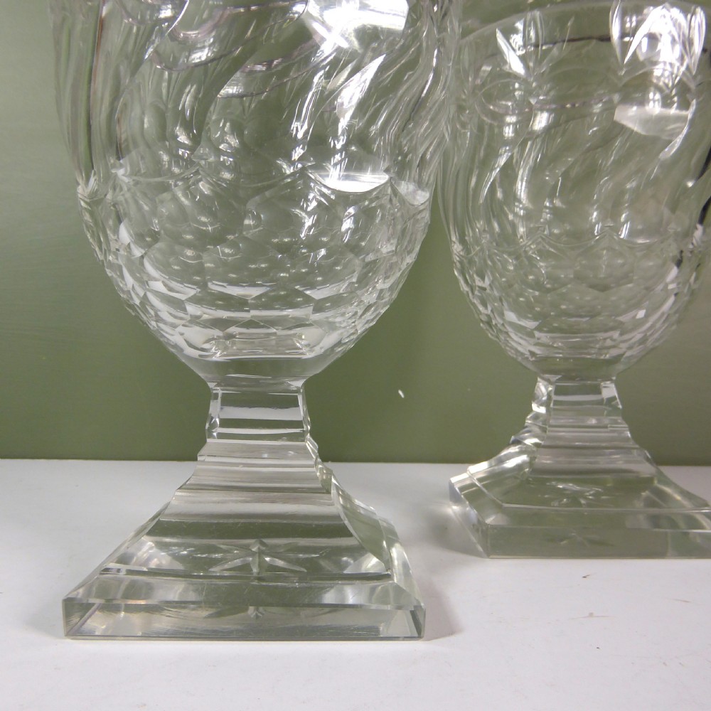 PAIR OF 19TH C GLASS VASES & COVERS View V