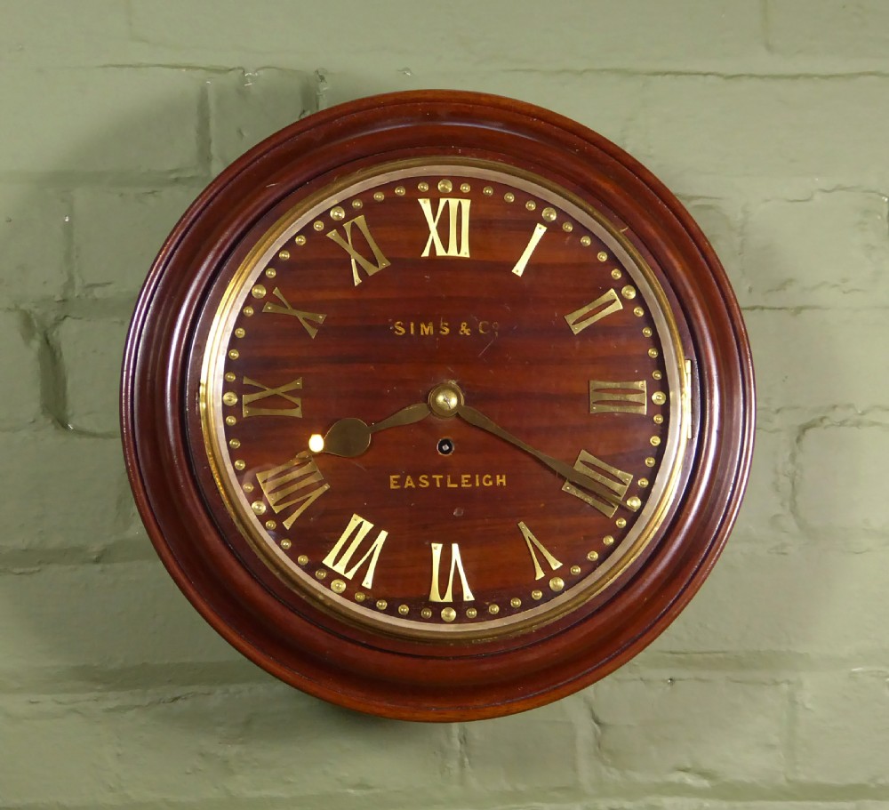 19TH C MAHOGANY WALL CLOCK WITH FUSEE MOVEMENT
