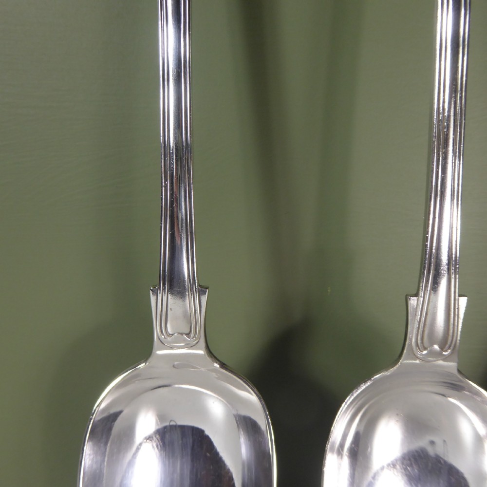 THREE LARGE SILVER PLATED BASTING SPOONS C 1860 View IV