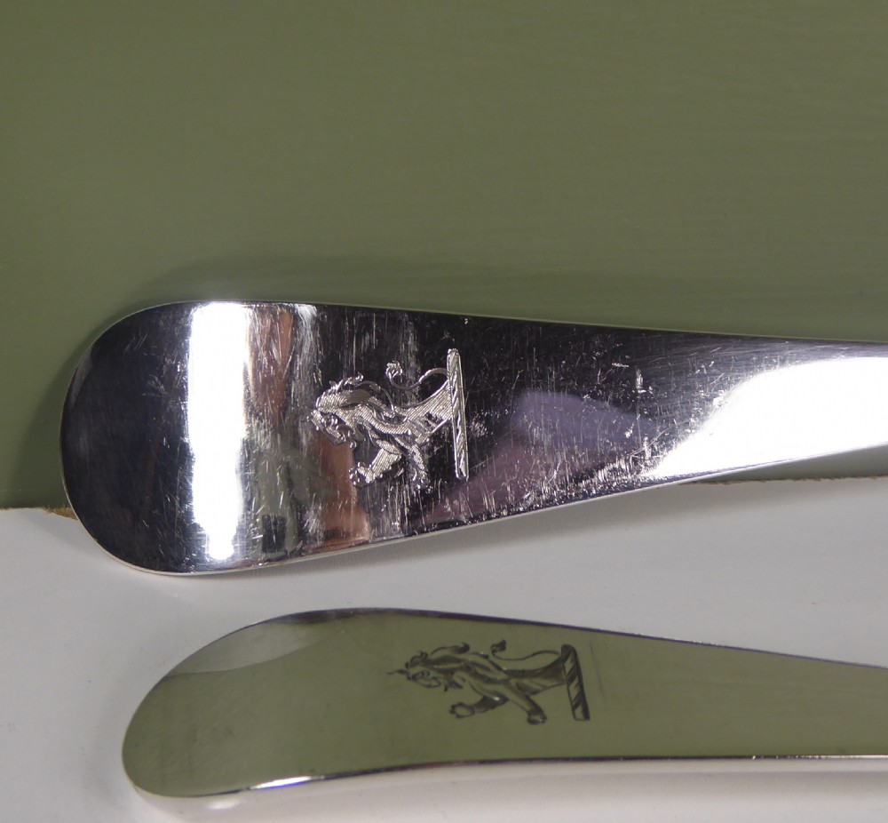 PAIR OF LARGE SILVER PLATED BASTING SPOONS 1860 View IV