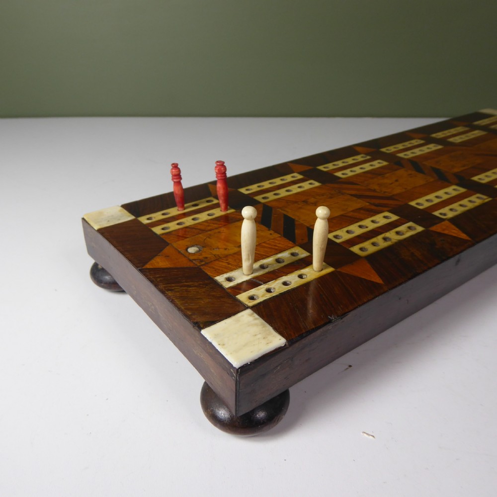 19th C Inlaid Cribbage Board View VI