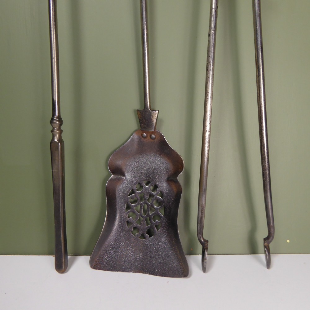 SET OF EARLY 19TH C STEEL FIRE TOOLS View II