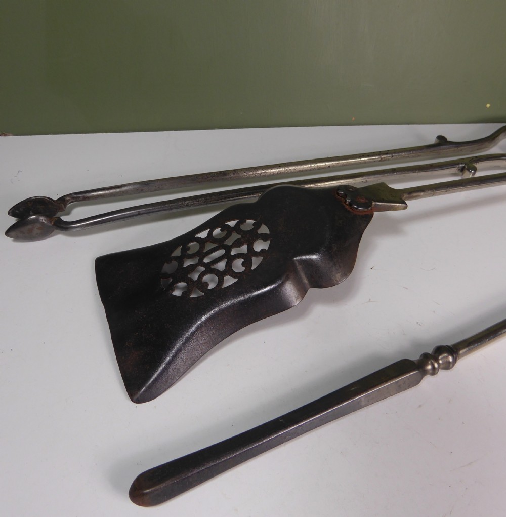 SET OF EARLY 19TH C STEEL FIRE TOOLS View IV