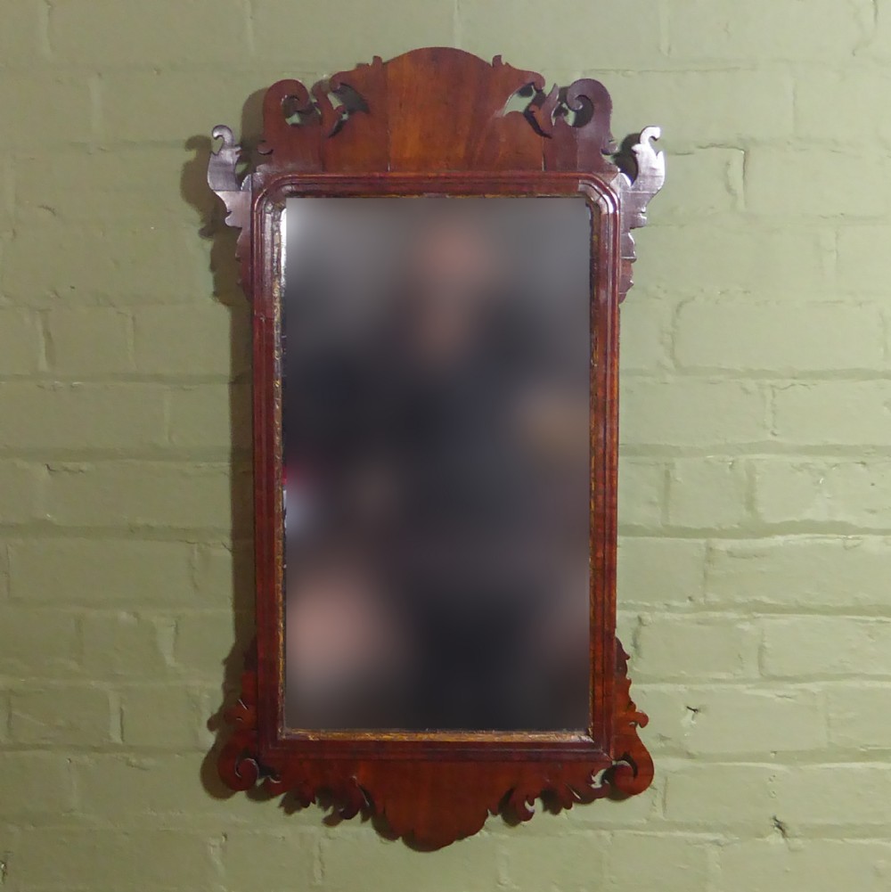 18TH C MAHOGANY FRET CUT MIRROR