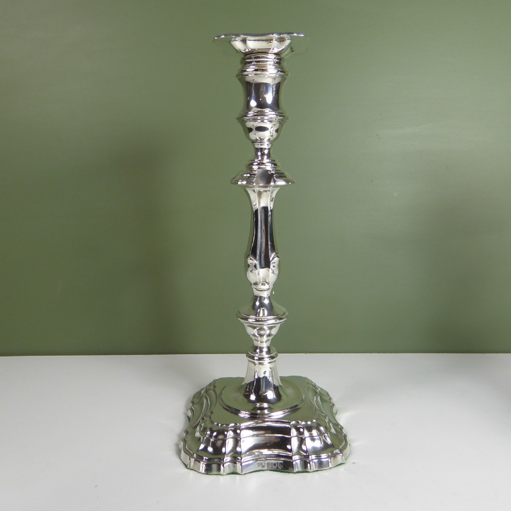 SET OF FOUR LARGE SILVER CANDLESTICKS View V