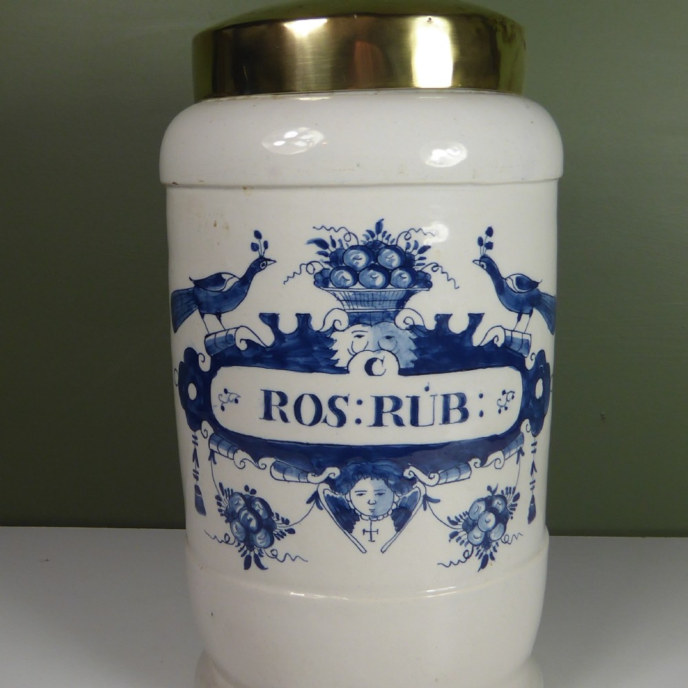 EARLY 18TH C DELFT POTTERY APOTHECARY JAR View II