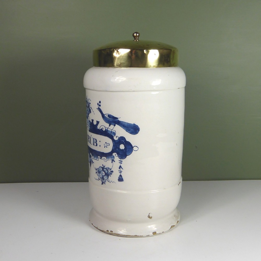EARLY 18TH C DELFT POTTERY APOTHECARY JAR View III