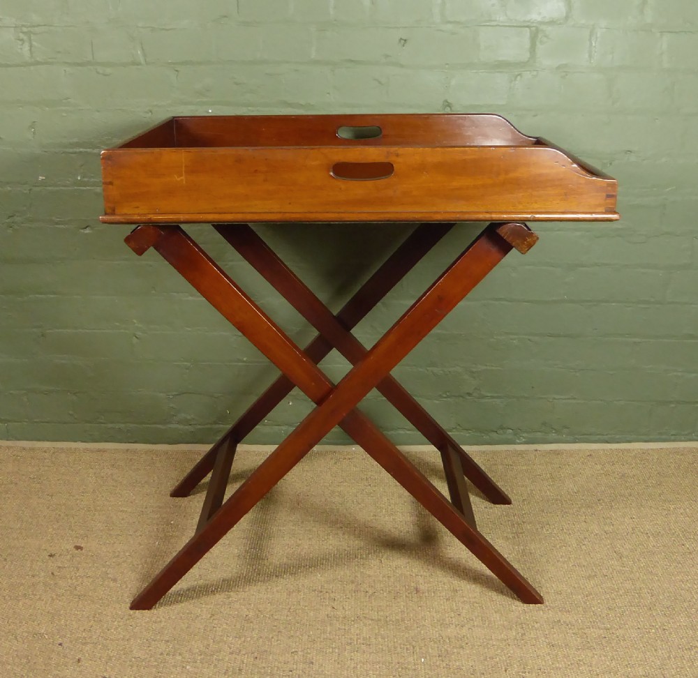19TH C MAHOGANY BUTLERS TRAY TABLE 