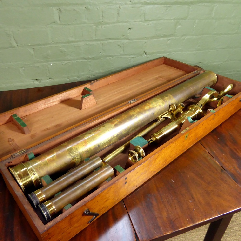 LARGE 19TH C BRASS TELESCOPE View II
