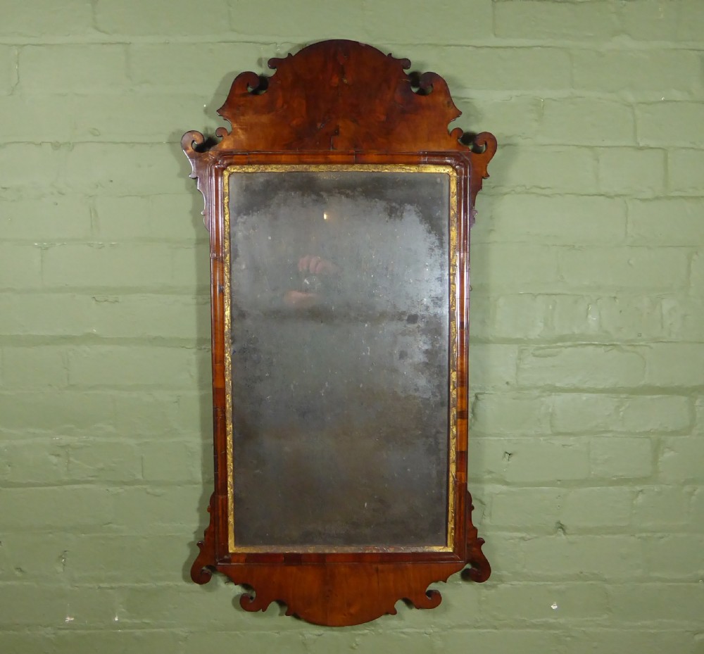 18TH C WALNUT FRET CUT MIRROR