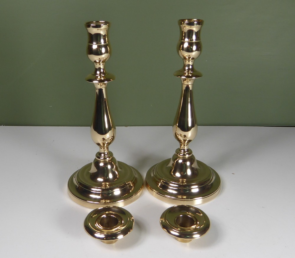 PAIR OF 19TH C BELL METAL CANDLESTICKS View III