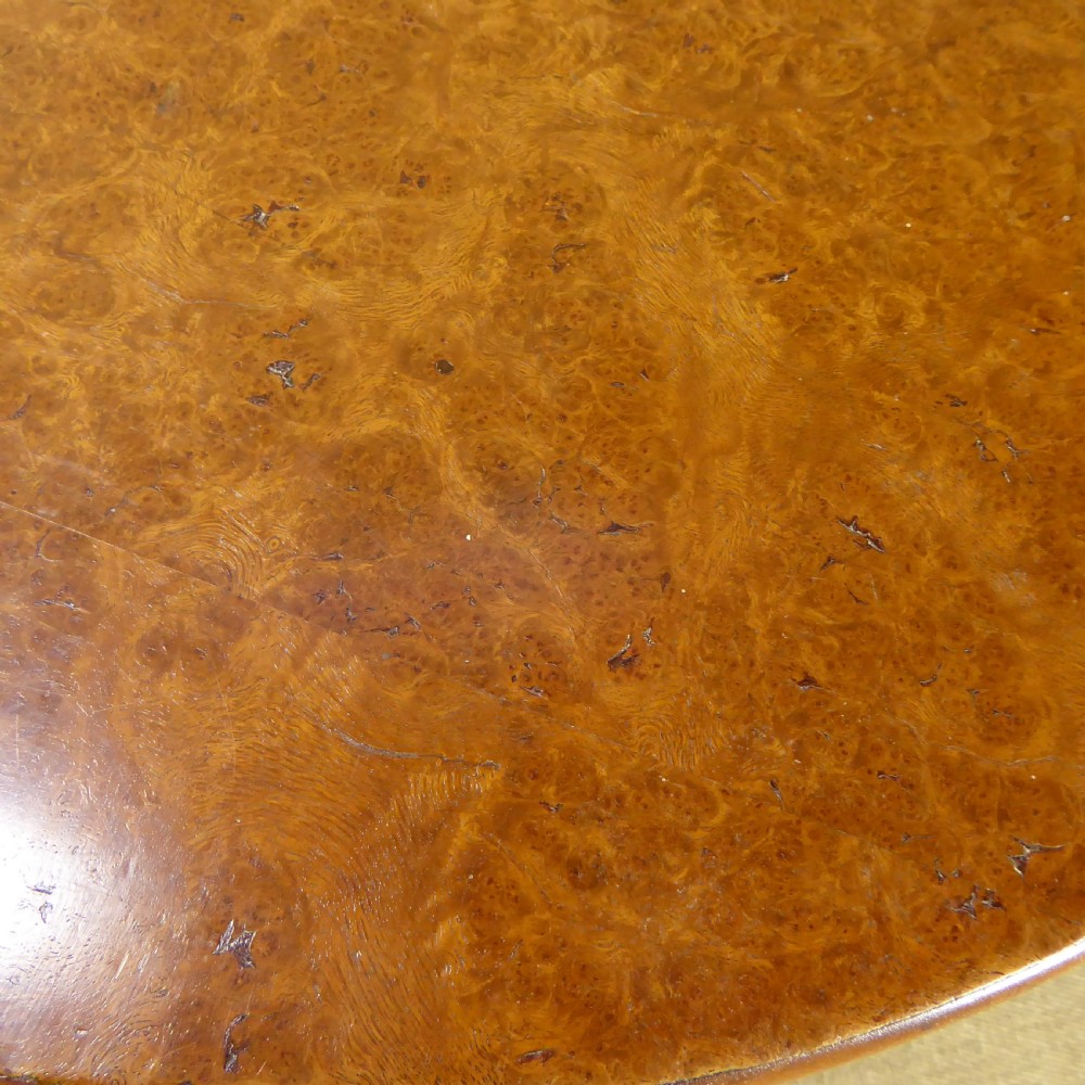 19TH C BURR WOOD TRIPOD TABLE View III